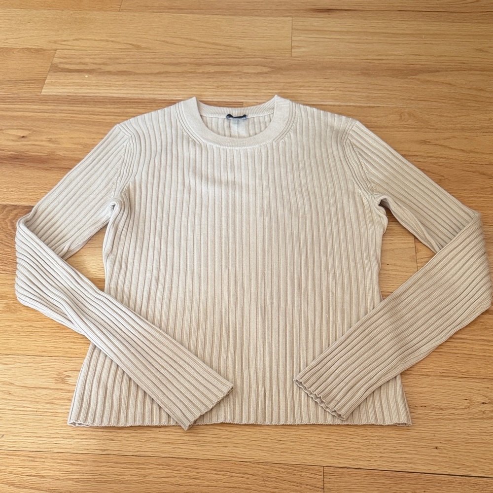 Joseph Beige Ribbed Long Sleeve Sweater